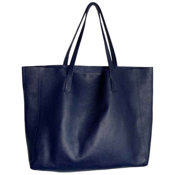 J. Crew Bags J Crew Large Carryall Tote In Pebbled Leather Navy